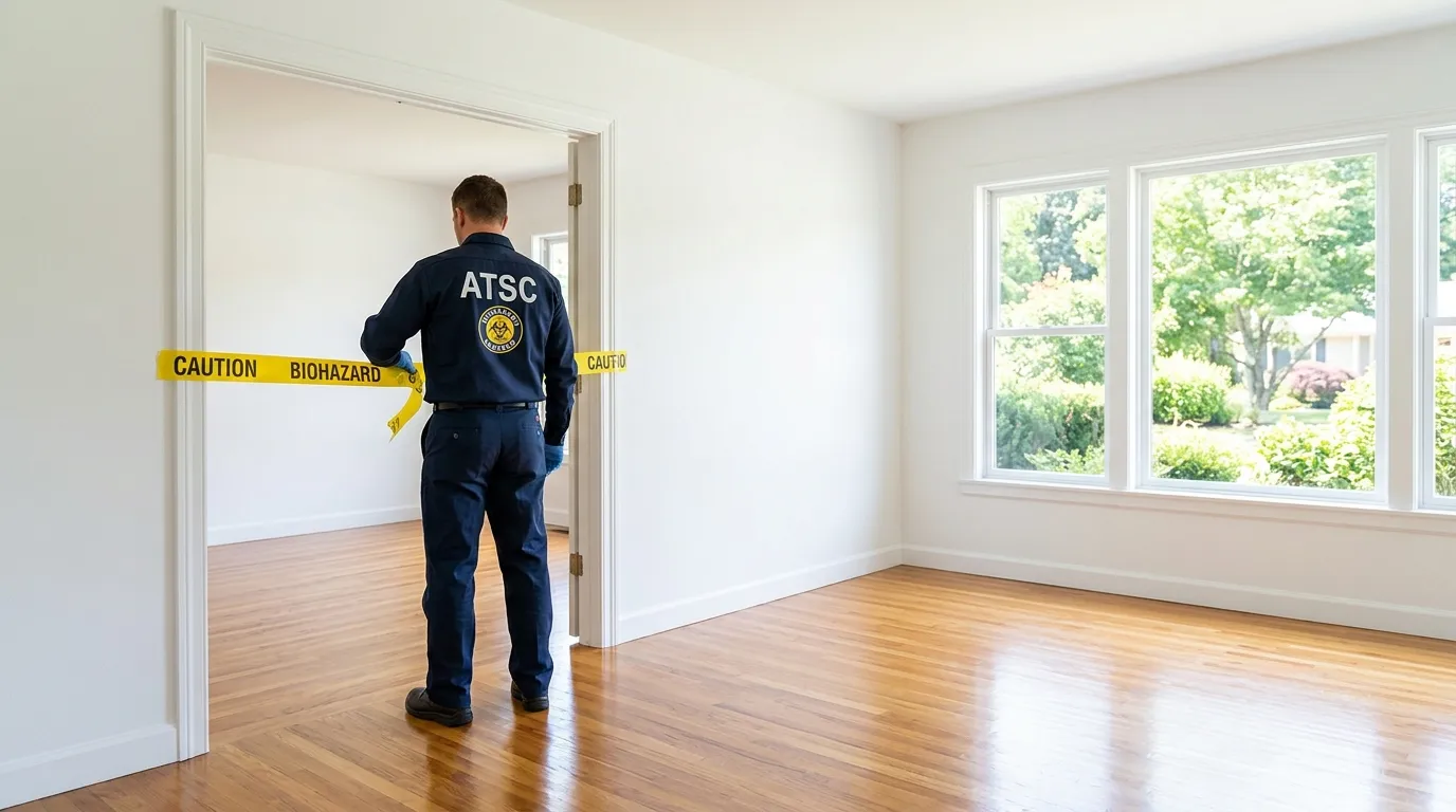 Certified biohazard cleanup crew performing Decomposition Cleanup in Calhoun